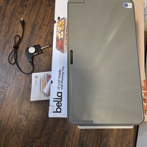 bella 12" x 22" Electric Griddle with Warming Tray, EverGood™ Ceramic Nonstick C